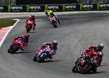 Aleix Espargaro (#41) won a chaotic Catalunya MotoGP Sprint. Image: Supplied