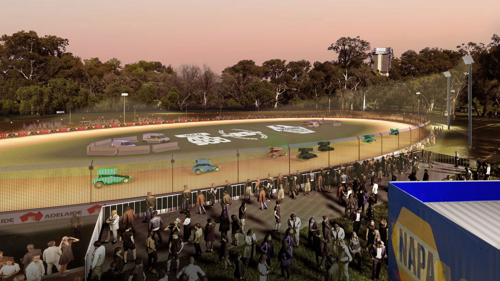 A render of the NAPA Speedway to be built at the Adelaide 500.