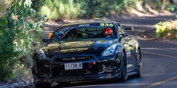 Jason and Fiona Wright won half the Lake Mountain Sprint stages and the event in their Nissan Skyline R35. Image: Supplied / Angryman