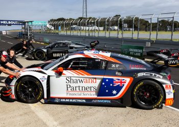 The Schumacher/Brown Audi set the early pace at Phillip Island. Image: Suppled