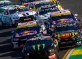 The start of the Supercars race at the Albert Park Grand Prix Circuit.