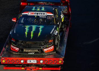 Cam Waters' crashed Mustang at Albert Park. Image: InSyde Media