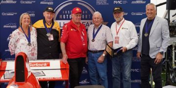 Australian Motorsport Hall of Fame inductee acceptors with lifetime MA Member of Honour Dick Johnson. Image: Motorsport Australia