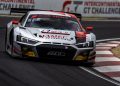 The Liam Talbot/Broc Feeney/Ricardo Feller Audi R8 LMS GT3 at the 2025 Bathurst 12 Hour.