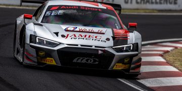 The Liam Talbot/Broc Feeney/Ricardo Feller Audi R8 LMS GT3 at the 2025 Bathurst 12 Hour.