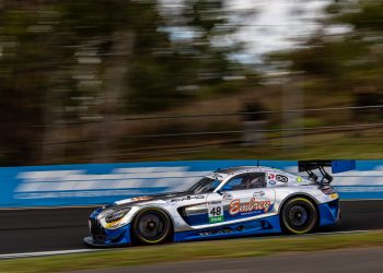 The #48 M-Motorsport Mercedes-AMG in practice at the 2024 Bathurst 12 Hour. Image: InSyde Media