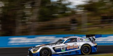 The #48 M-Motorsport Mercedes-AMG in practice at the 2024 Bathurst 12 Hour. Image: InSyde Media