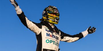 Chaz Mostert celebrates his win at Wanneroo Raceway. Image: Daniel Kalisz/Race Project