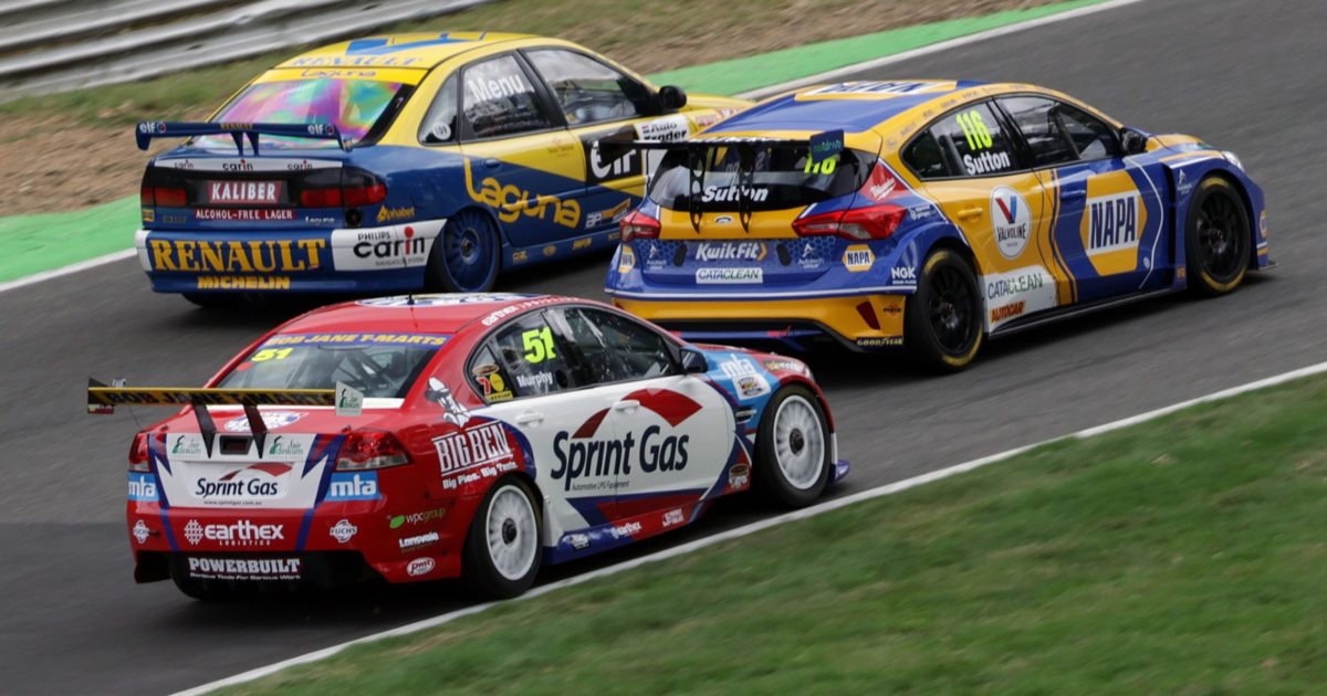 Greg Murphy was reunited with a Tasman Motorsport Commodore at the event. Picture: Brands Hatch Facebook