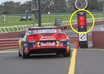 Will Brown brakes for a red light at pit exit