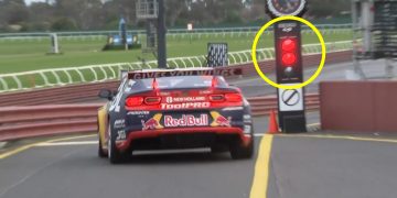 Will Brown brakes for a red light at pit exit