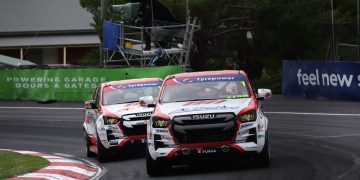 Aaron Borg and Adam Marjoram each won a race in V8 Superutes and gave the team a pair of one-two results. Image: InSyde Media