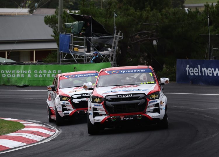 Aaron Borg and Adam Marjoram each won a race in V8 Superutes and gave the team a pair of one-two results. Image: InSyde Media