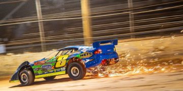 Steve Latham in his Super Sedan at Carrick Speedway. Image: Supplied / Angryman