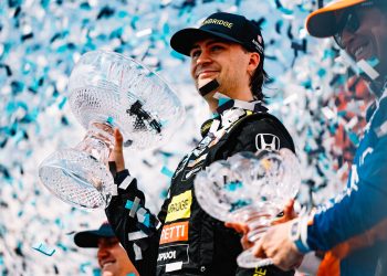 Colton Herta celebrates victory in Toronto. Image: Joe Skibinski/IMS Photo