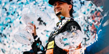 Colton Herta celebrates victory in Toronto. Image: Joe Skibinski/IMS Photo