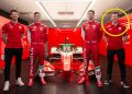 Ryan Briscoe (circled) with drivers Romain Grosean (from left), Callum Ilott, and Robert Schwartzman.