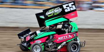 Daisy Smith flying at Lismore Speedway in F500. Image: Shaq Photography