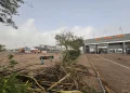 Damage to the entrance of Circuit Ricardo Tormo.