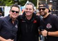 Dave Kindig (left) and Kevin Schiele (right) with Supercars legend Craig Lowndes.