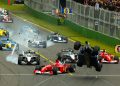 Ralph Schumacher crashes spectacularly at the start of the 2002 Australian GP. Image: Dirk Klynsmith