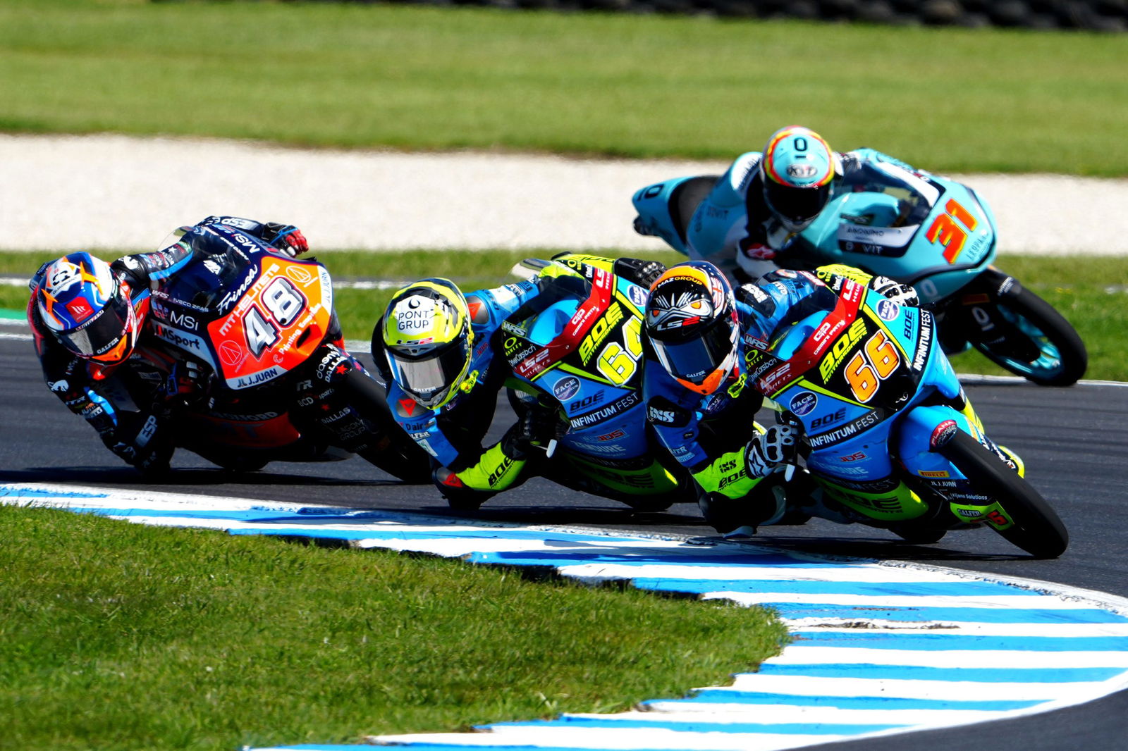 Joel Kelso led the Moto3 race early in the Australian Motorcycle Grand Prix. 