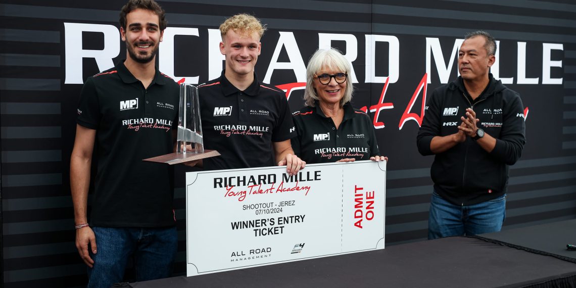 Australian visitor, Ean Eyckmans accepts the Richard Mille Young Driver Shootout win