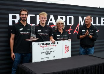 Australian visitor, Ean Eyckmans accepts the Richard Mille Young Driver Shootout win