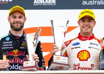 Shane van Gisbergen (left) with Scott McLaughlin.