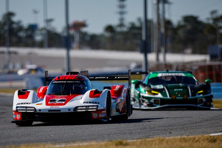 The #7 Porsche Penske Motorsports, Porsche 963 GTP of Felipe Nasr, Nick Tandy, Laurens Vanthoor.