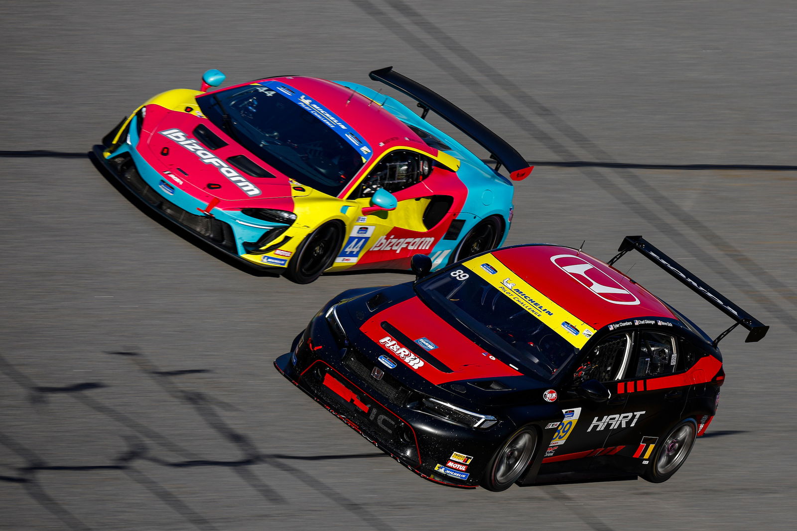 GT4 and TCR cars share the same circuit in IMSA Michelin Pilot Challenge. Image: Jake Galstad/LAT Images