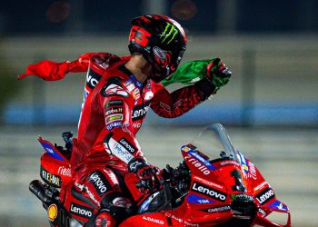 Francesco Bagnaia won the Qatar MotoGP Race. Image: Ducati Corse X