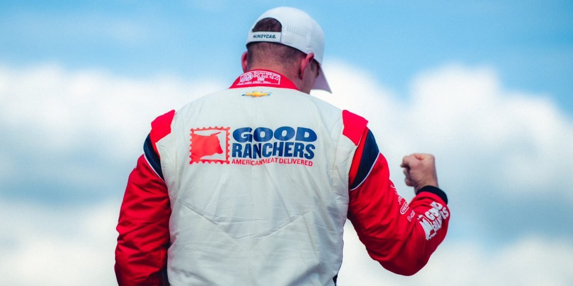 Scott McLaughlin fist pumps after qualifying on pole position for the first IndyCar race since he was disqualified from St Petersburg. Image: Scott McLaughlin X