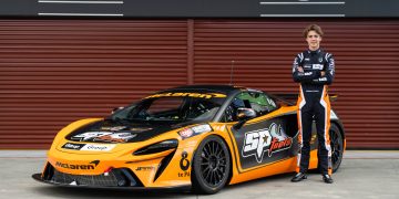 Giltrap Motorsport Junior Scholarship winner William Exton and his McLaren Artura GT4.