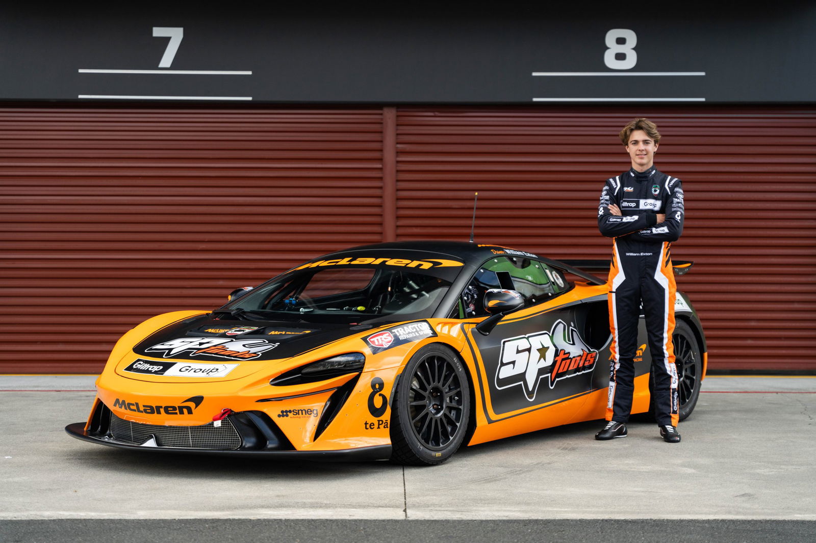 Giltrap Motorsport Junior Scholarship winner William Exton and his McLaren Artura GT4.