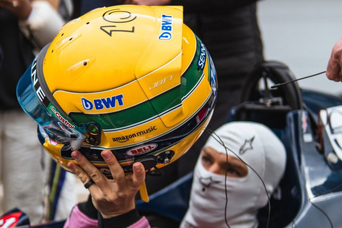 Pierre Gasly will wear a helmet emblazoned with the colours made famous by Ayrton Senna. Image: X/SilverstoneUK