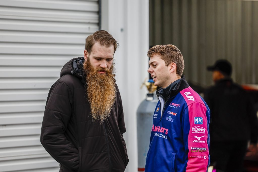 Bryce Fullwood (right) with usual Data Engineer Jason Bonney (left), who is standing in for Phil Keed as Race Engineer in Perth. Image: BJR X