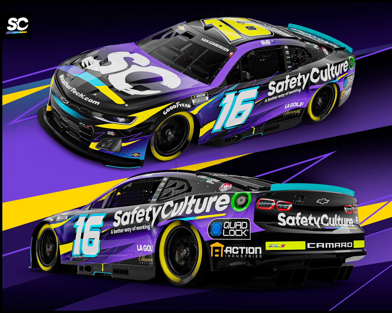 Shane van Gisbergen's SafetyCulture-backed #16 Kaulig Racing Chevrolet Camaro.