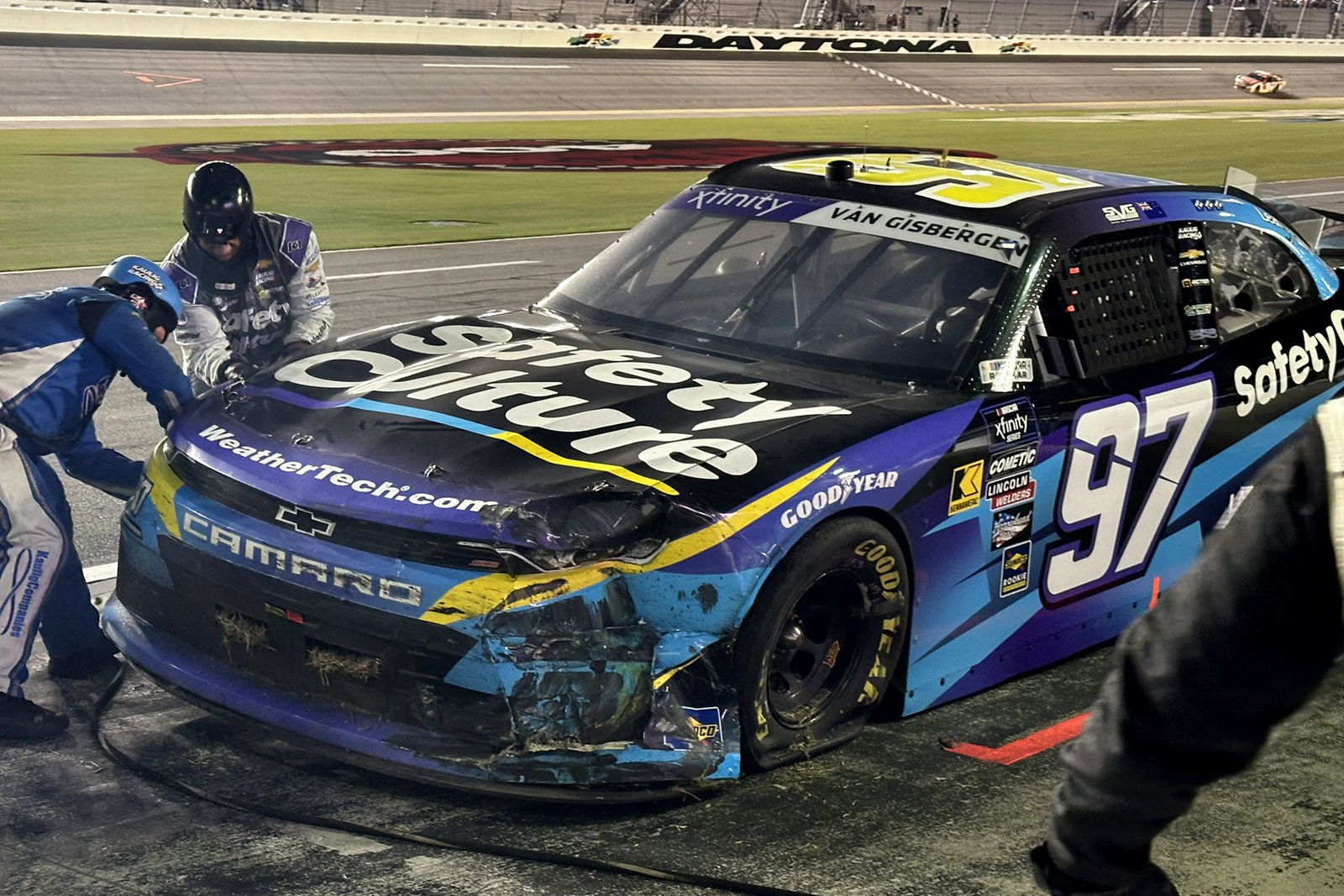 Shane van Gisbergen's damaged #97 Kaulig Racing Chevrolet Camaro.