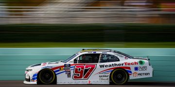 Shane van Gisbergen in the #97 Kaulig Racing Chevrolet Camaro at Homestead-Miami Speedway.