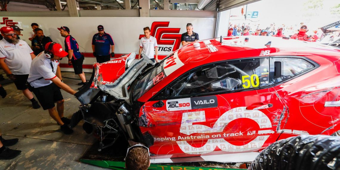 The crashed Jaxon Evans Camaro. Image: Brad Jones Racing Twitter