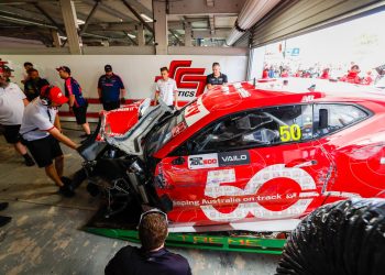 The crashed Jaxon Evans Camaro. Image: Brad Jones Racing Twitter