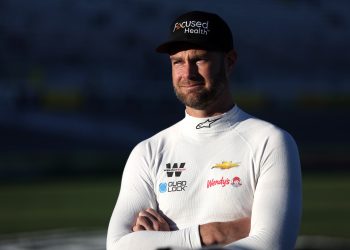 LAS VEGAS, NEVADA - MARCH 01: Shane Van Gisbergen, driver of the #97 Focused Health Chevrolet, looks on during qualifying for the NASCAR Xfinity Series The LiUNA! at Las Vegas Motor Speedway on March 01, 2024 in Las Vegas, Nevada. (Photo by Meg Oliphant/Getty Images)