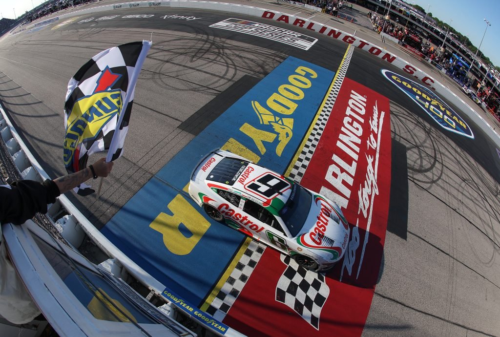 Brad Keselowski wins the Darlington Cup Series race in another Castrol-sponsored Ford. Image: Getty Images/NASCAR