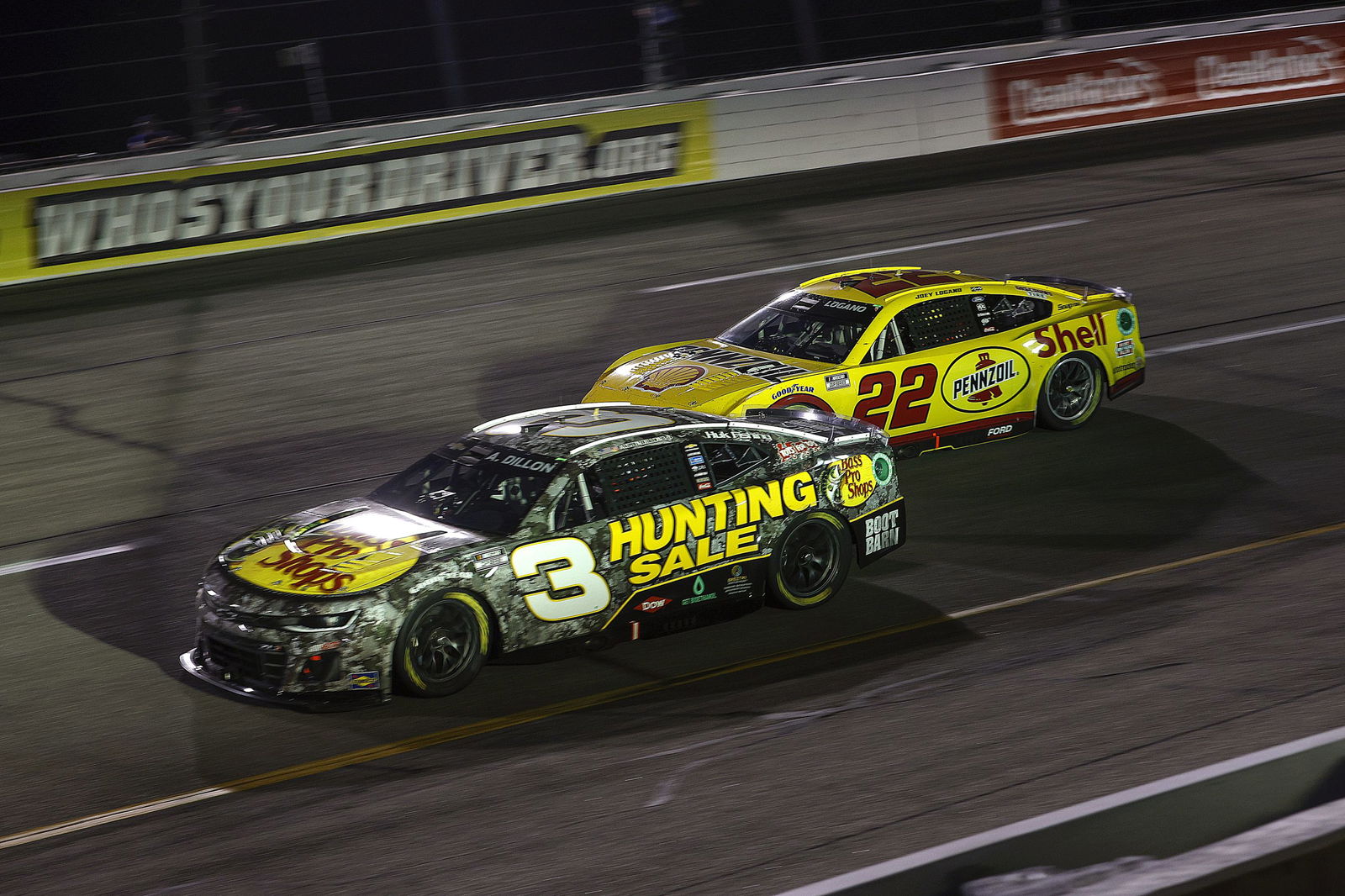 Austin Dillon (#3) and Joey Logano (#22) at Richmond Raceway,