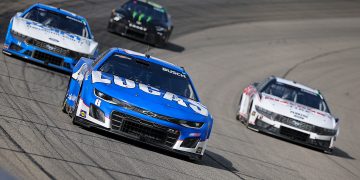 Kyle Busch, driver of the #8 Chevrolet Camaro, drives during the NASCAR Cup Series FireKeepers Casino 400 at Michigan International Speedway.