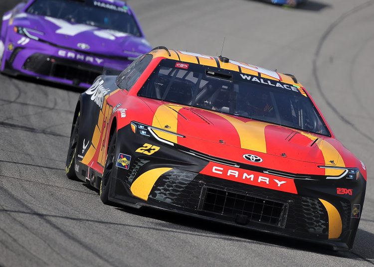 Bubba Wallace driver of the #23 Toyota Camry at Michigan International Speedway.