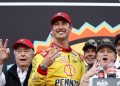 Joey Logano, driver of the #22 Shell Pennzoil Ford, and Team Penske owner, Roger Penske celebrate in victory lane after winning the NASCAR Cup Series Championship Race at Phoenix Raceway. Image: Jared C. Tilton/Getty Images