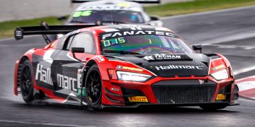 The Marc Cini/Lee Holdsworth/Dean Fiore-driven Audi R8 LMS GT3 by Melbourne Performance Centre.