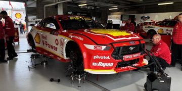 The rebuilt #17 Will Davison/Kail Allen Ford Mustang.